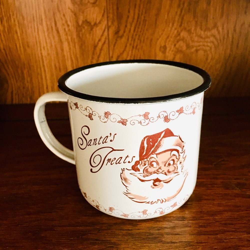 Vintage metal Christmas Santa mug cup
